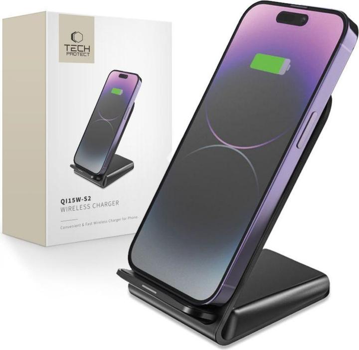 Immagine prodotto Tech-Protect Ładowarka Ładowarka bezprzewodowa Qi15W-S2 Caricatore Wireless 15W Nero (15 W)