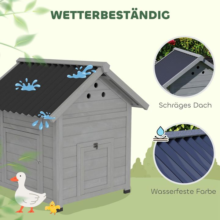 Produktbild PawHut Entenhaus Tannenholz, Kunststoff Hellgrau