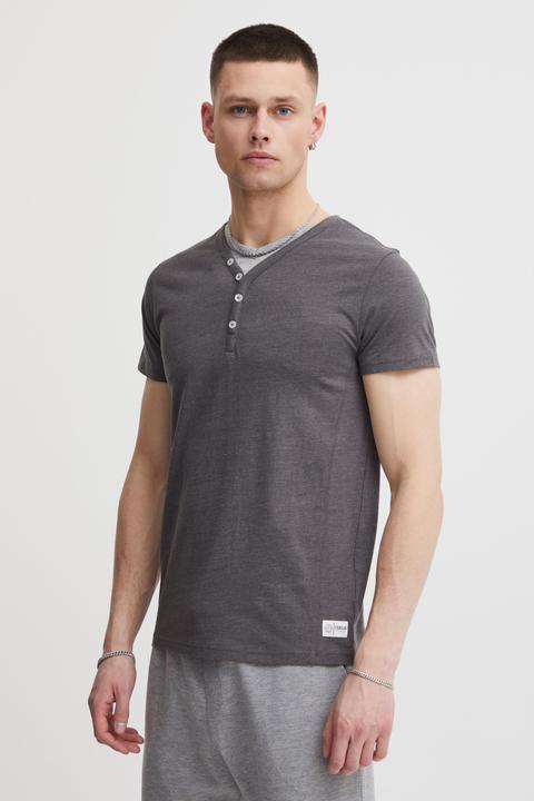 Actual product image Solid Dorian Men's T-Shirt Short Sleeve Shirt Tee With Grandad-Neck (S)