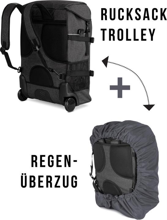 Produktbild Normani Rucksack mit Trolleyfunktion 37 L und Regenüberzug - 8839 (37 l, Handgepäck (bis 50l))