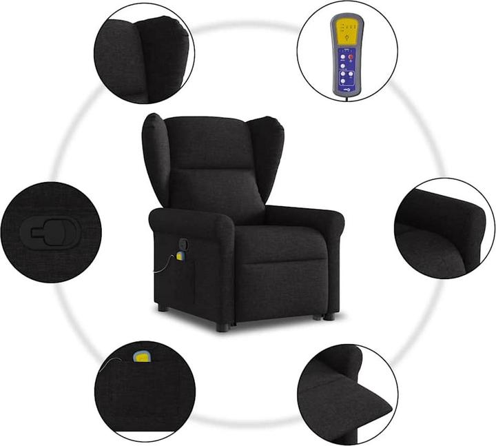 Actual product image VidaXL Massage chair with stand-up aid black fabric