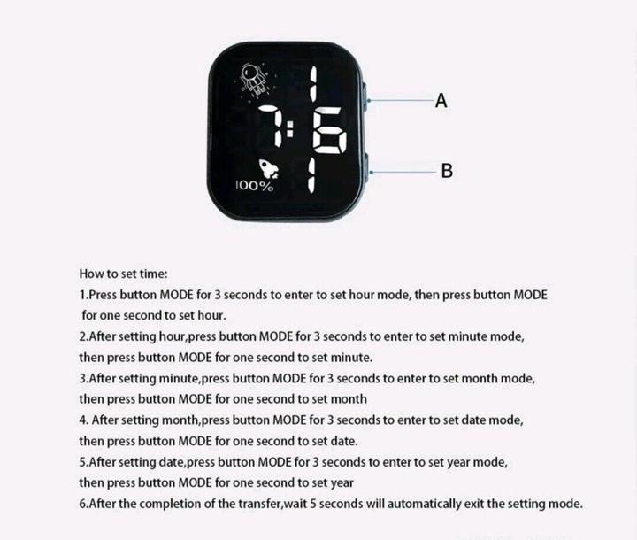 Actual product image Cbx P1 Fashion LED digital watch with silicone strap 12-hour display Pink (Digital watch)