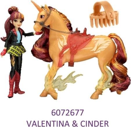 Unicorn Academy - Valentina und Einhorn Cinder (mit echter Mähne und Schweif sowie Bürste)