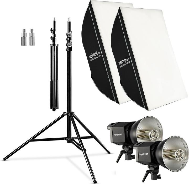 Produktbild Wiltec 2er Set 35W LED Studioleuchte 90x60cm Softbox 256cm Lampenstativ (Studioleuchte)