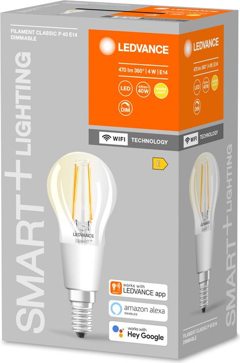 Produktbild Ledvance Smart+ Wifi Filament Mini Bulb (E14, 4 W, 470 lm, 1 x, E)