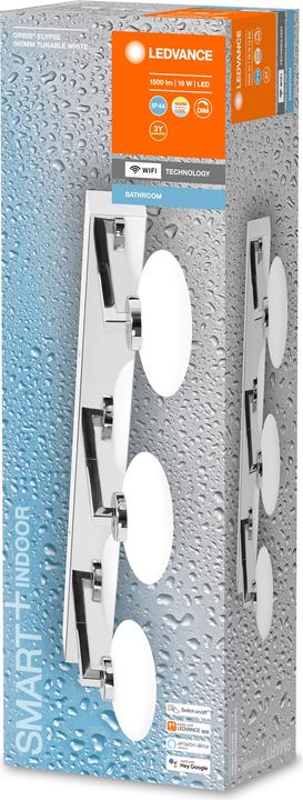 Image du produit Ledvance Smart+ wall Orbis Elypse IP44 TW 56 cm Chrome 3x5W 1500Lum (1500 lm)