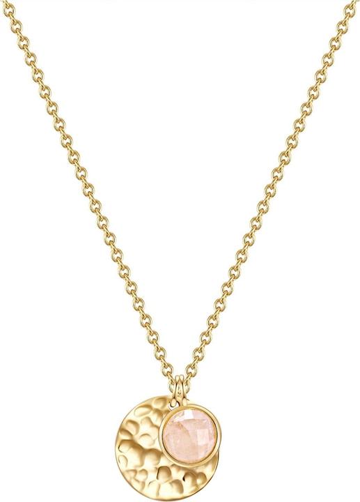 Immagine prodotto Glanzstücke München Catena da donna a cerchio in argento 925, quarzo rosa e oro giallo 40,0 cm di base + 5,5 cm di (Argento, 40 - 45 cm)