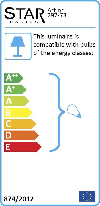 Label énergétique Star Trading Porte-lampe Glans avec switch E27 WS (E27)