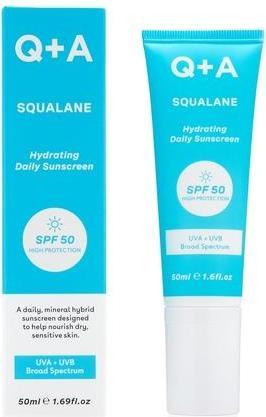 Actual product image Q+A Moisturising skin cream with squalane SPF 50 Squalane (Hydrating Daily Sunscreen) 50 ml (Suntan cream, SPF 50, 50 ml)