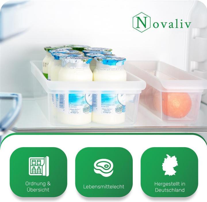 Produktbild Novaliv 12x Kühlschrank Organizer 30,5 x 7,5 x 16 cm BPA-frei Ordnung Made in Germany