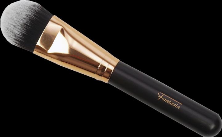 Make-up Pinsel mit kupfer- farbener Zwinge, Synthetik- haar, dunkelbrauner Griff (Foundation)