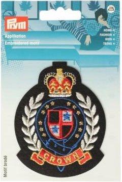 Produktbild Prym Applikation Wappen CROWN, schwarz/rot/gold (1 x)