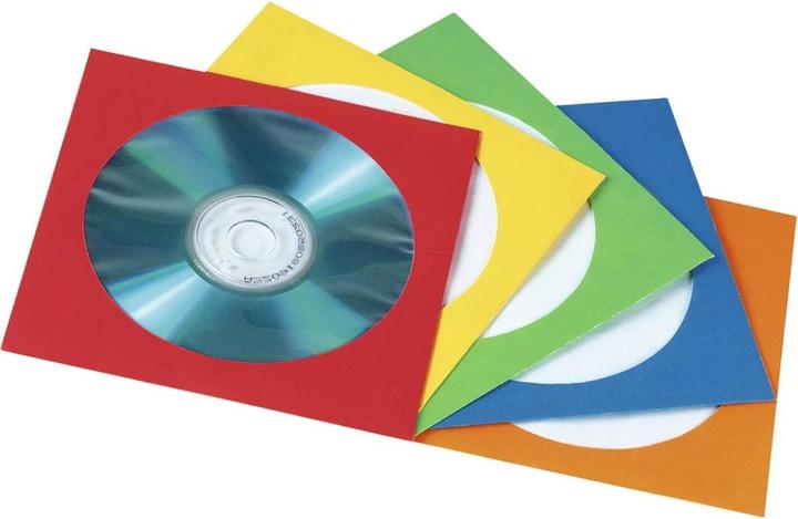 Actual product image Hama CD/DVD paper sleeves, assorted colours, pack of 100