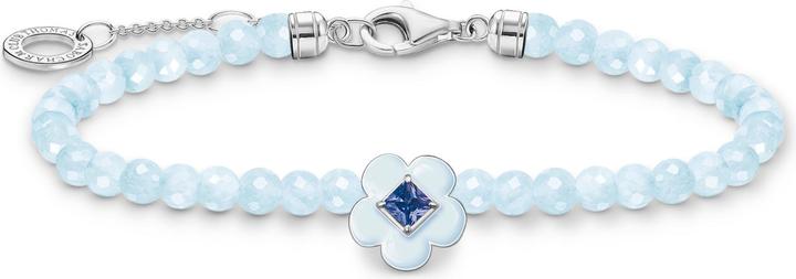 Thomas Sabo Armband Blume mit blauen Perlen (19 cm, 925er Silber, Emaille)