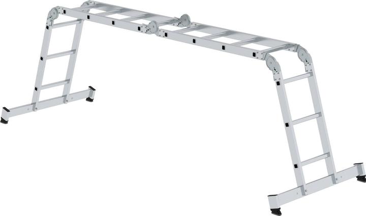 Produktbild Munk Vielzweckleiter 4-teilig mit nivello-Traverse und Holzbelag 2x3 + 2x4 Sprossen (Mehrzweckleiter, 420 cm)