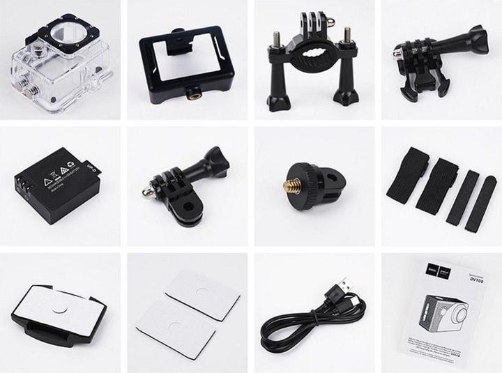 Actual product image Hoco Headphone with microphone sports camera with screen 2" 1080P/30fps DV100 black (Wi-Fi)