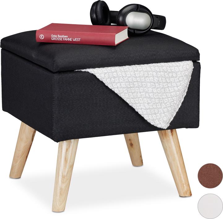 Actual product image Relaxdays Storage Ottoman, Faux Linen Cover