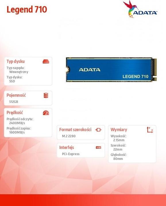 Produktbild Adata Legend 710 (512 GB, M.2 2280)