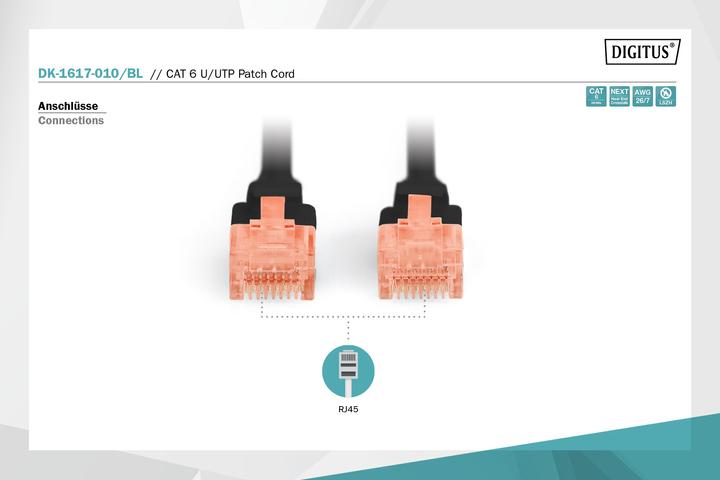 Immagine prodotto Digitus CAT 6 U-UTP Cavo patch Cu LSZH AWG 26/7 Lunghezza 1 m Colore nero (U/UTP, CAT6, 1 m)