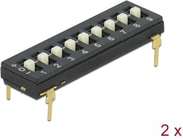 Produktbild Delock DIP-Schalter Tri-State 9-stellig 2,54mm Rastermass THT vertikal schwarz 2 Stück