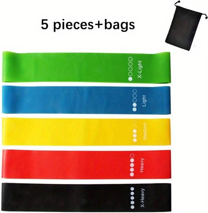 PhoneLook Set Pack Bandes de résistance Fitness pour entraînement à la maison bandes élastiques d entraînement (Extra Léger, Léger, Moyen, Fort, Extra fort)