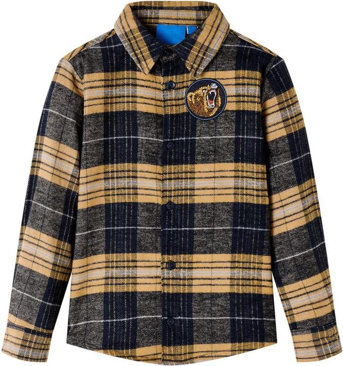 VidaXL Kinderhemd Kariert Gelb und Schwarz 92,Material: 100 (92)