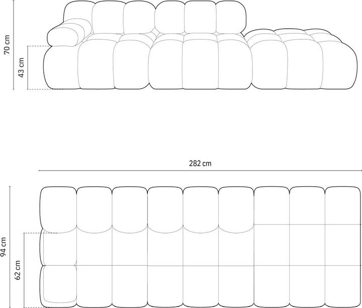 Actual product image Micadoni Right Modular Sofa, "Bellis", 4 Seats, 282x94x70Made in Europe (2 person sofa, 3-seater, 4-seater)