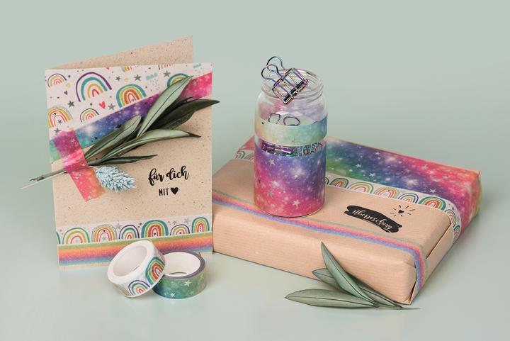 Produktbild Heyda Deko-Klebeband ""Funny Rainbows"" mit Hochglanz-Veredelung, mehrfarbig