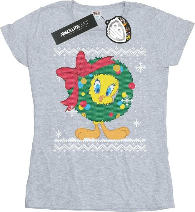 Looney Tunes Tweety Pie Christmas Fair Isle TShirt (L)