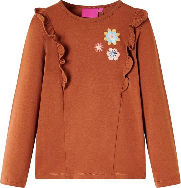 VidaXL Kinder-Langarmshirt Cognac 116,Material: 95 % Baumwolle. 5 (116)