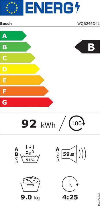 Energie-Label Bosch Hausgeräte WQB246D41 (9 kg, Wechselbar)