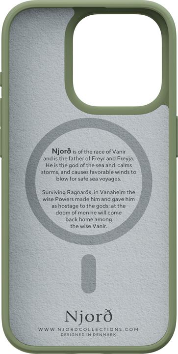 Actual product image Njord Suede MagSafe Case for iPhone 15 Pro, Olive (Apple iPhone 15 Pro)