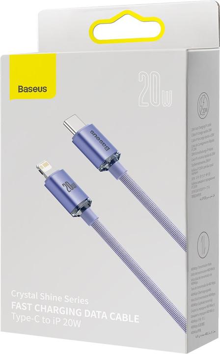 Actual product image Baseus Crystal Shine Series Fast Charging Data Cable Type-C to iP 20W 2m Purple (2 m, USB 2.0, 20 W)