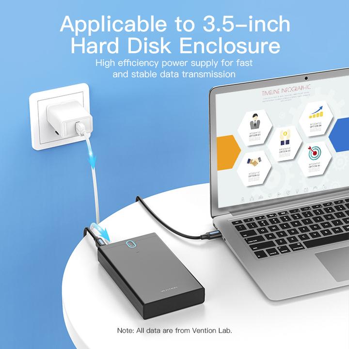 Actual product image Vention USB A – DC 5.5mm (1.50 m)