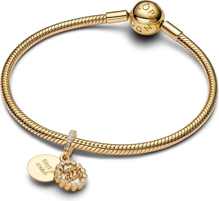 Image du produit Pandora Charm pendentif gâteau joyeux anniversaire (Acier inoxydable, Plaqué or)