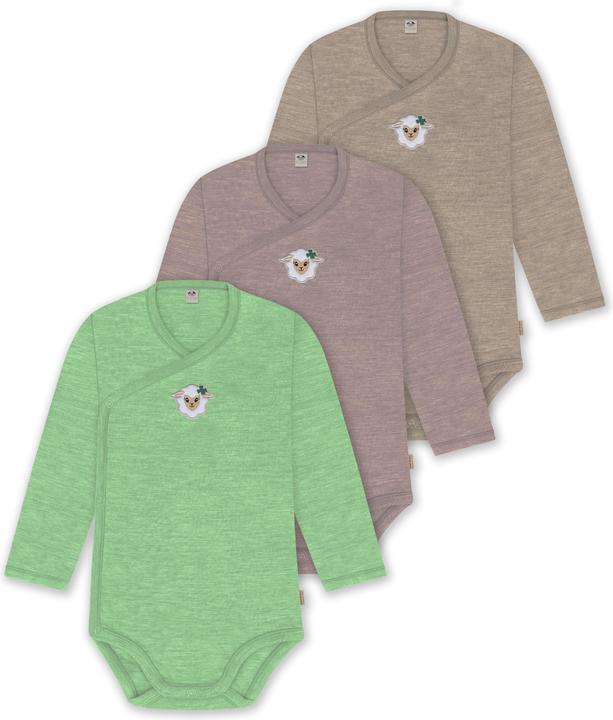 Produktbild Normani 3er Set Baby-Body Wickelbody Langarm Toddler-Bodysuit aus Merinowolle - 9357 (50)