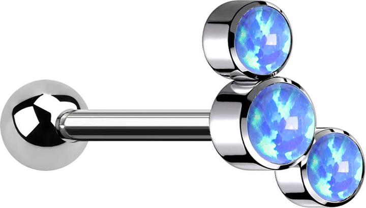 Star Piercing Micro Barbell Innengewinde silber mit Kugel und drei Opale blau (Titan G23, ohne Messing)