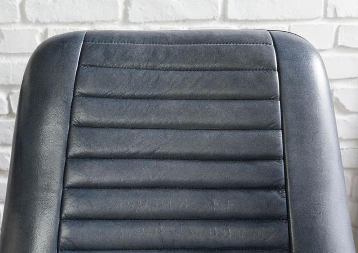 Produktbild Floki24 Barhocker IRON LABEL, Echtleder & Stahl, 52x57x108 - blau