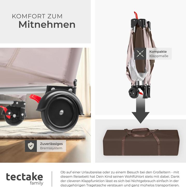 Actual product image tectake Travel cot dog with changing mat and carrying bag
