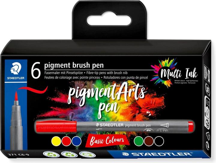 Image du produit Staedtler Feutres de coloriage Pigment Arts Brush Pen Basic Colours (Multicolore, 6 x)