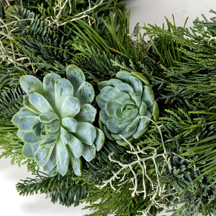 Produktbild VEG and the City Adventskranz mit Echeverie ca. 40 cm - Kerzen Aschblau (40 cm)