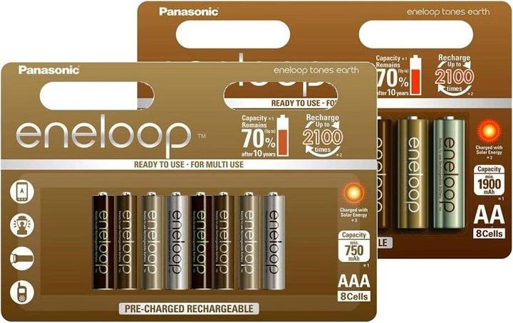 Panasonic eneloop Earth Tones limited edition 8x AA + 8x AAA Set