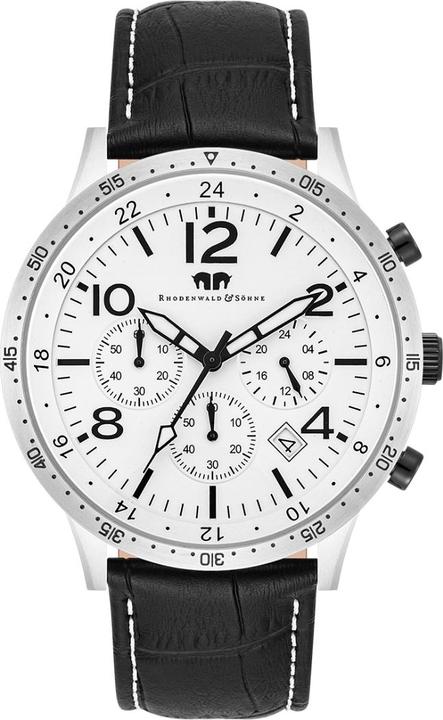 Herren Chronograph Flight Captain Echtleder Schwarz - 34122 (Chronograph, 43.80 mm)