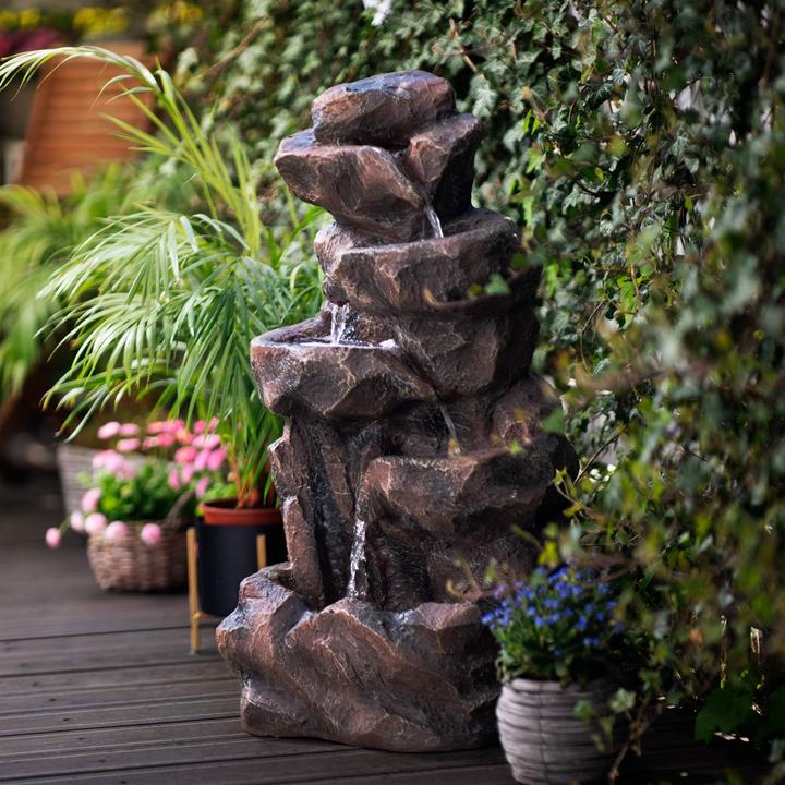 Produktbild Hillvert Solar Gartenbrunnen Solarbrunnen Zierbrunnen Wasserspiel Felsenformation LED