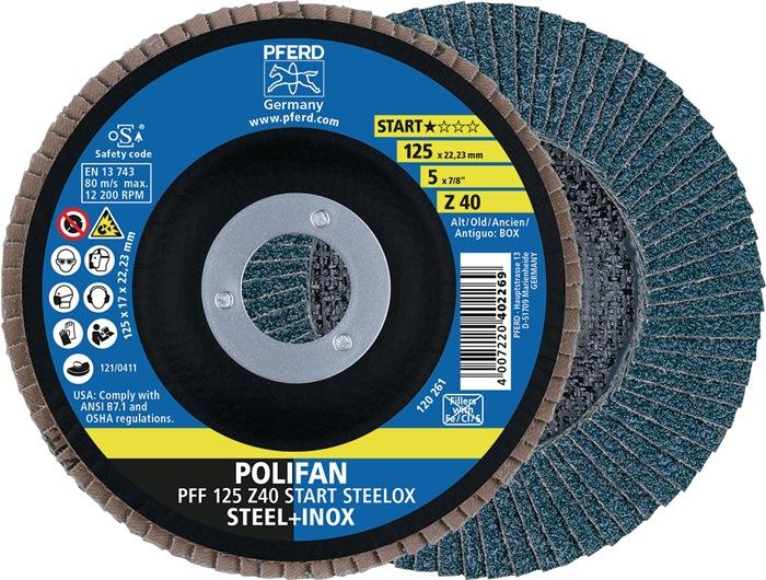 Actual product image Pferd Flap disc POLIFAN Z START STEELOX Ø 125 mm grit size Z-40 flat STEEL / INOX zirconium corundum (Z-40)