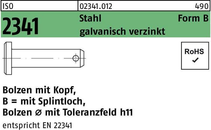 Image du produit Boulon ISO 2341 avec tête/trou à goupille B 20 x65 x57 acier électro-galvanisé