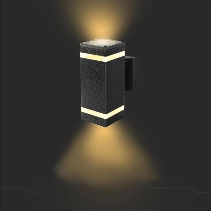Produktbild V-TAC VT968 LEDWandleuchte mit schwarzem Gehäuse IP44 E27 quadratisch (E27, IP44)
