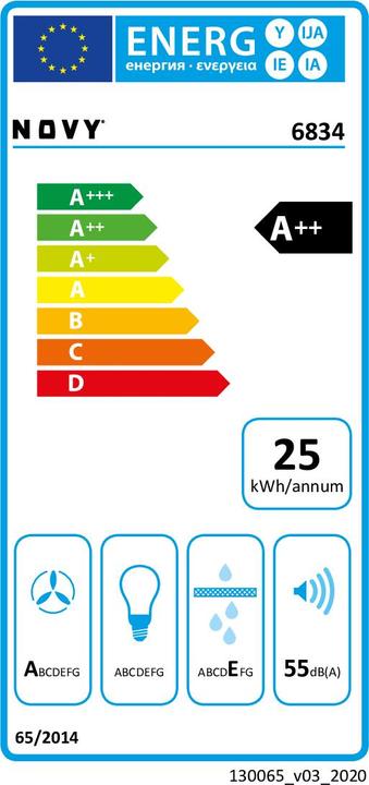 Label énergétique NOVY 6834 Pureline Deckenhaube (Hotte de plafond)