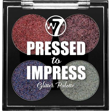 Actual product image W7 Cosmetics Pressed to Impress 4-Piece Glitter Palette - All the Rage (All the Rage)