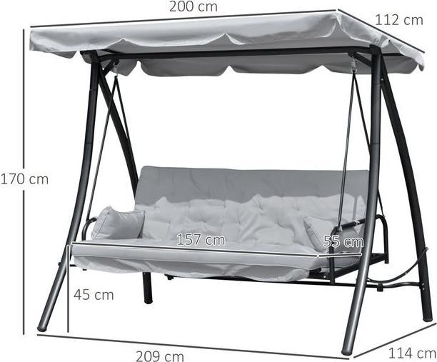 Produktbild Swisshandel24 Hollywoodschaukel Gartenschaukel Schaukel Schaukelbank mit Liege-Funktion, 3 Sitzer, Metall+Polyeste